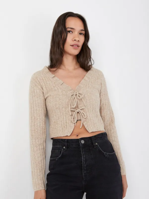 Vilina Ruffle Tie Cardigan made by Plenty