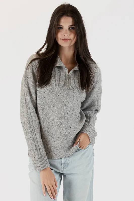 Alpine Fleck 3/4 Zip Cable Sweater sold by Plenty