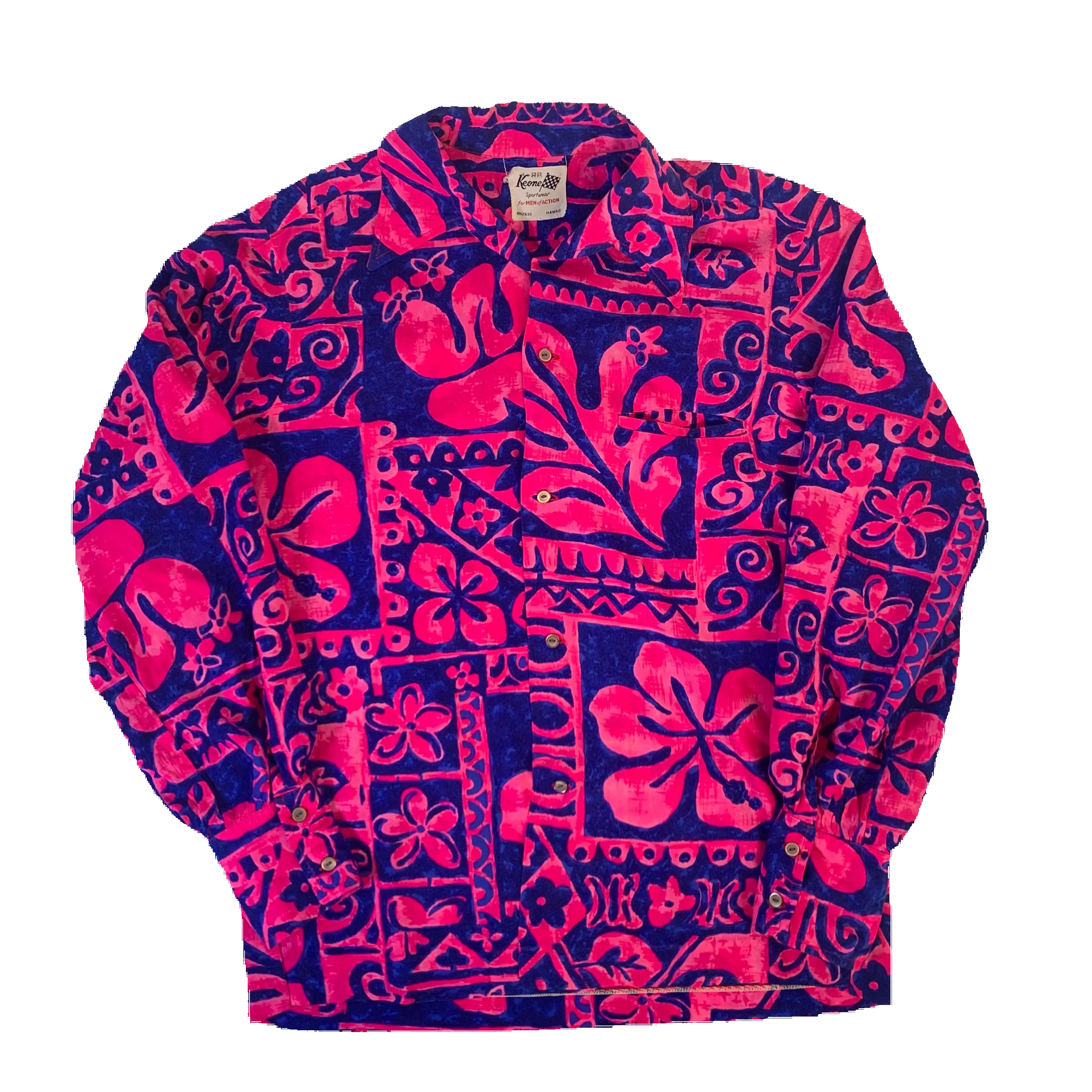 Vintage Keone Sportswear "Open Collar" Hawaii Long Sleeve Shirt sold by Joint Custody