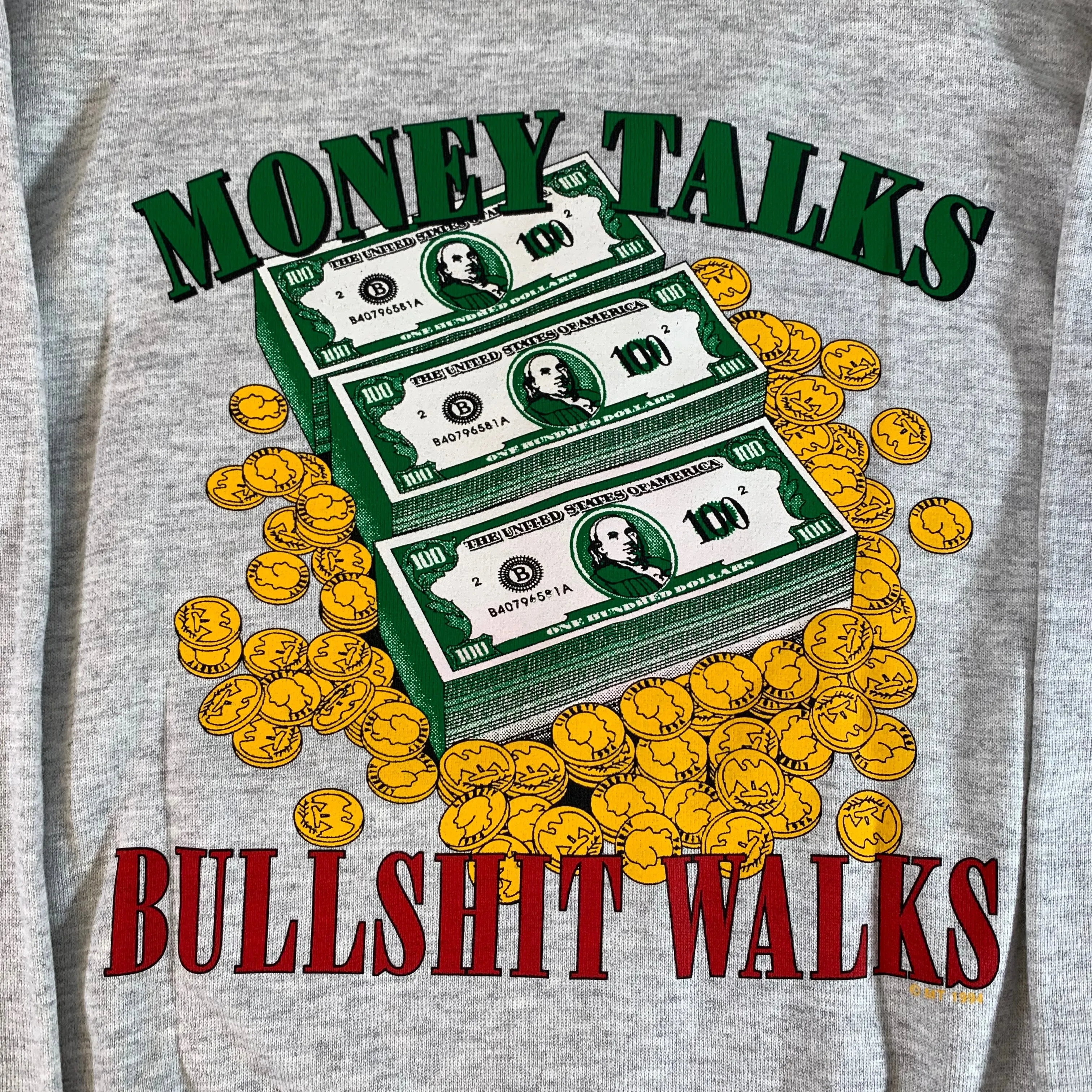 Vintage Money Talks "Bullshit Walks" Crewneck Sweatshirt sold by Joint Custody product image thumbnail 2