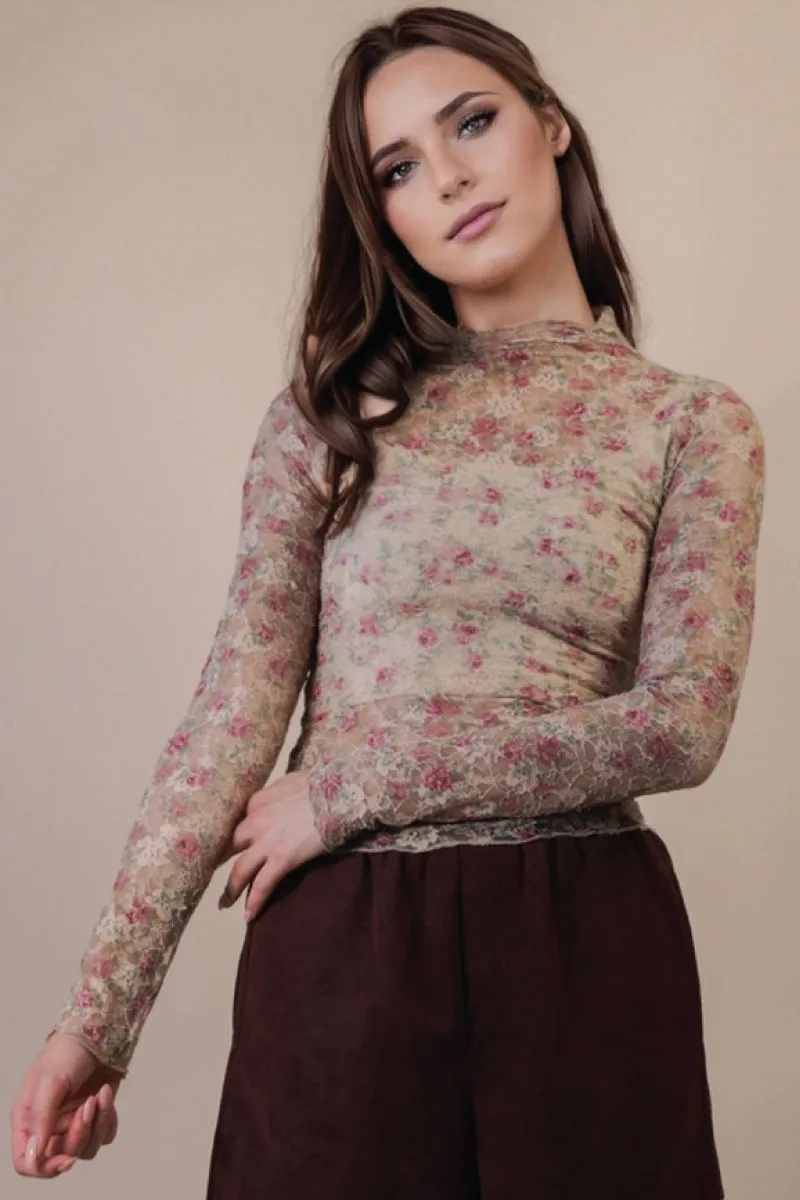 Lace Floral Mesh Top sold by Below the Belt