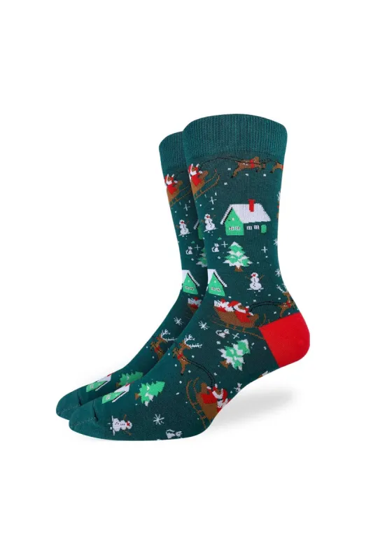 Santa On A Sled Sock sold by Below the Belt