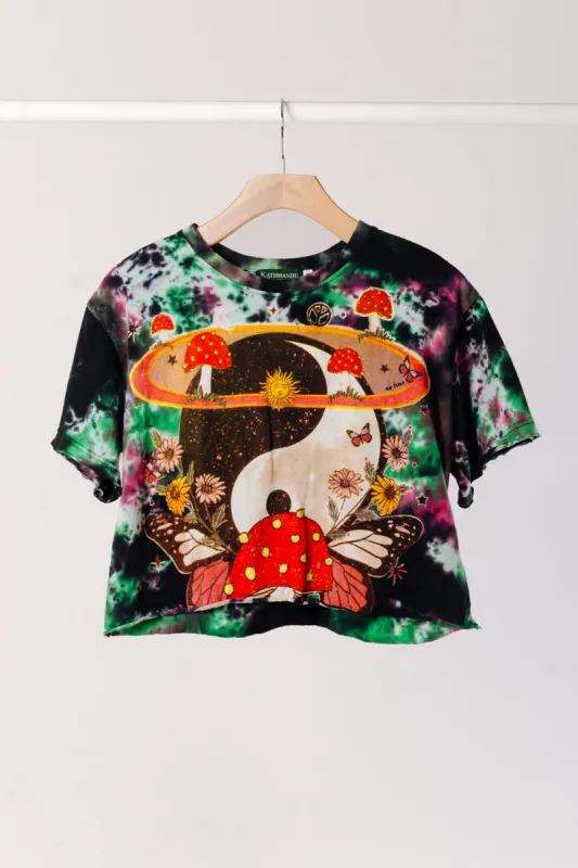 Yin-Yang Mushroom Tie-Dye Crop Tee sold by Below the Belt