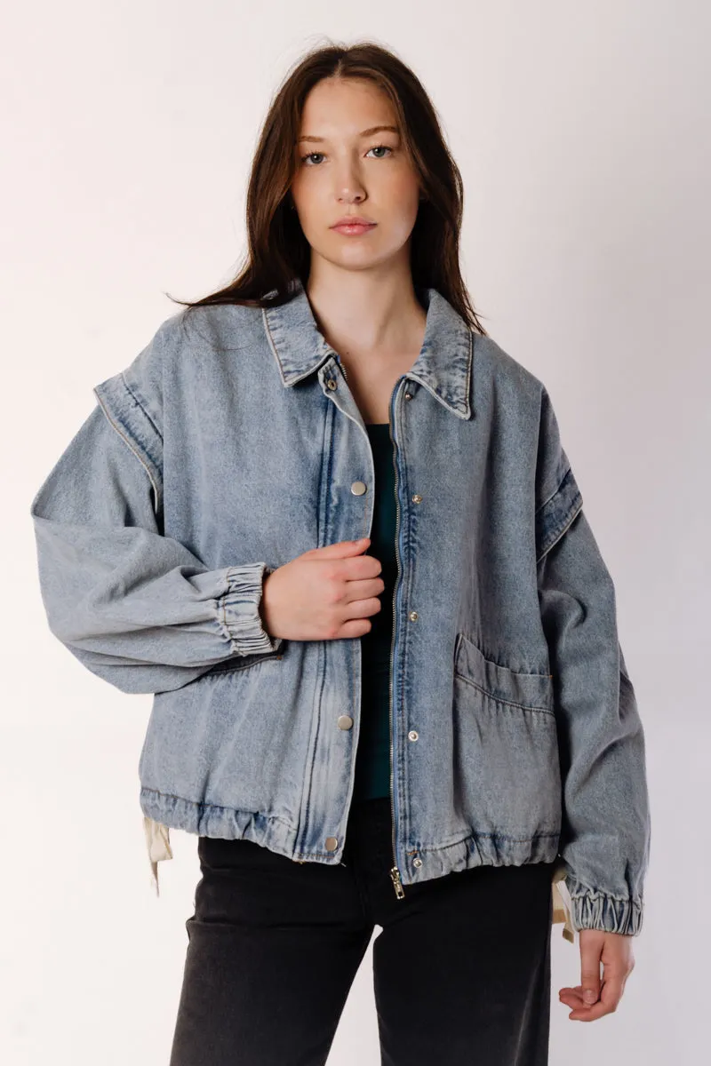 Oversize Denim Bomber Jacket sold by Below the Belt