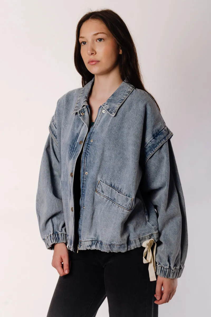 Oversize Denim Bomber Jacket sold by Below the Belt product image thumbnail 3