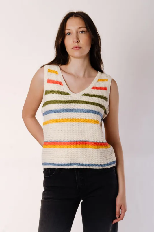 Multi Stripe Sweater Tank sold by Below the Belt