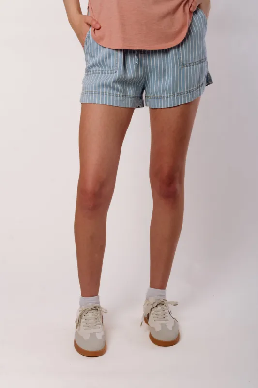 Pinstripe Chambray Shorts sold by Below the Belt
