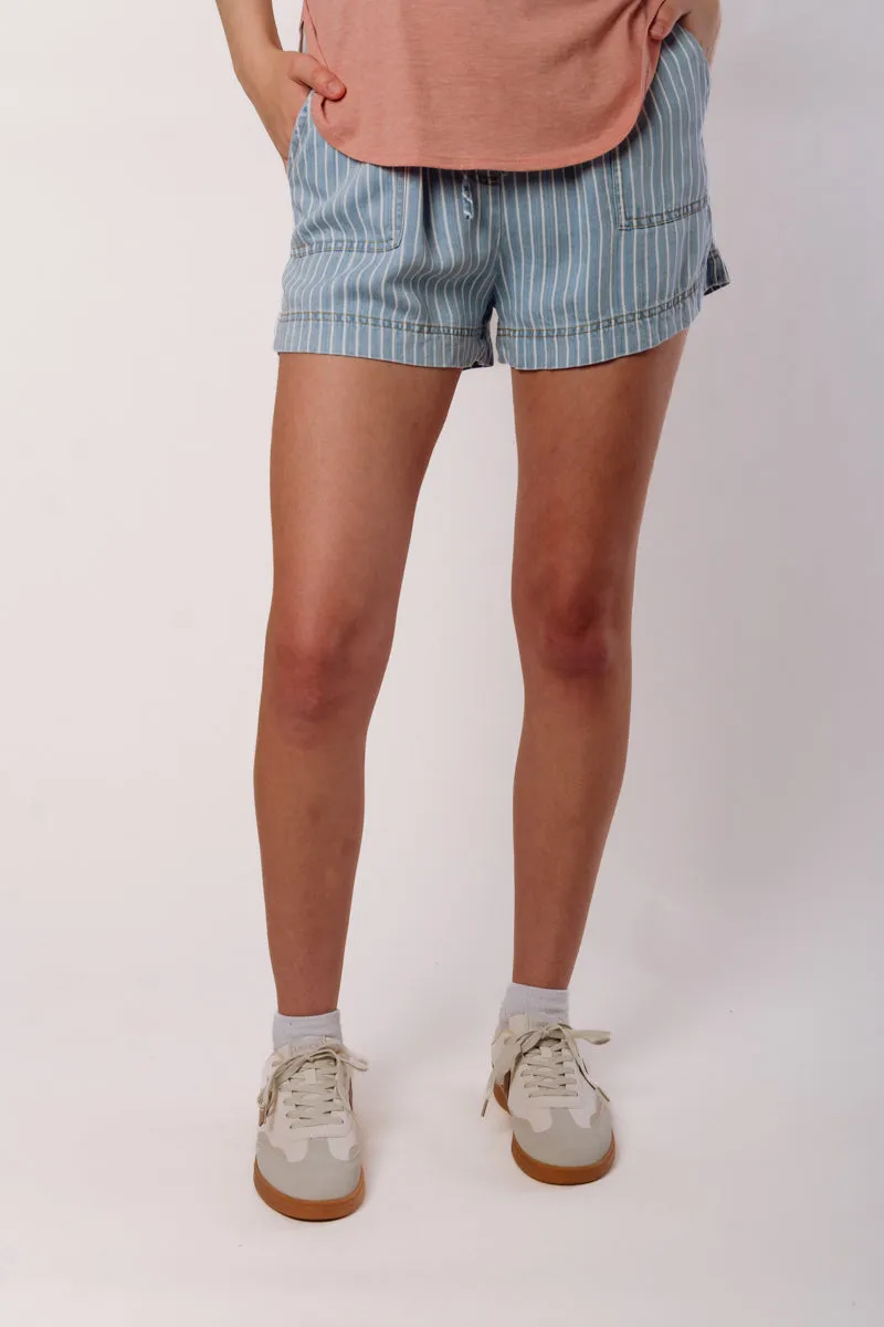 Pinstripe Chambray Shorts sold by Below the Belt