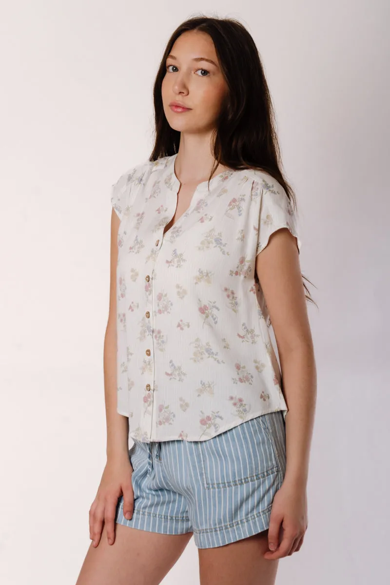 Stripe Floral Button Blouse sold by Below the Belt product image thumbnail 2