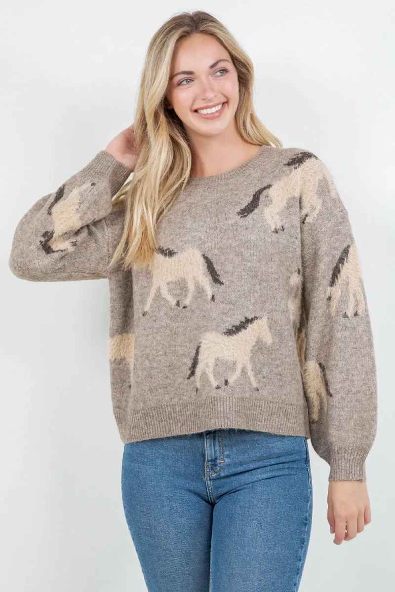 Horses Crew Sweater sold by Below the Belt