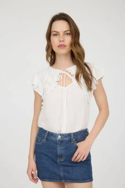 Keyhole Lace Trim Top sold by Below the Belt