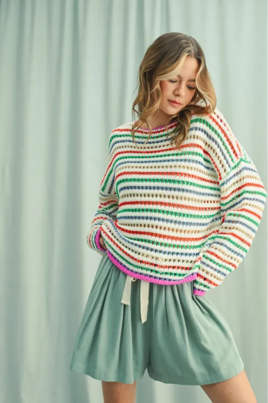 Stripe Crochet Sweater made by Wishlist