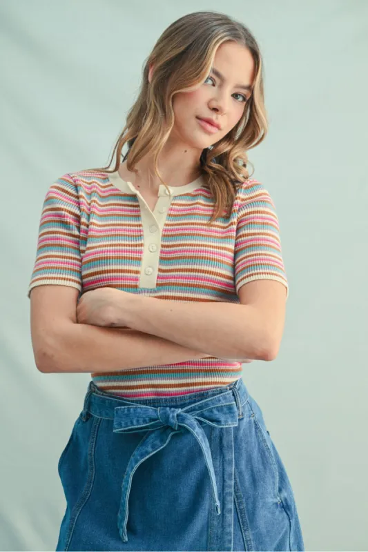 Striped Knit Polo sold by Below the Belt