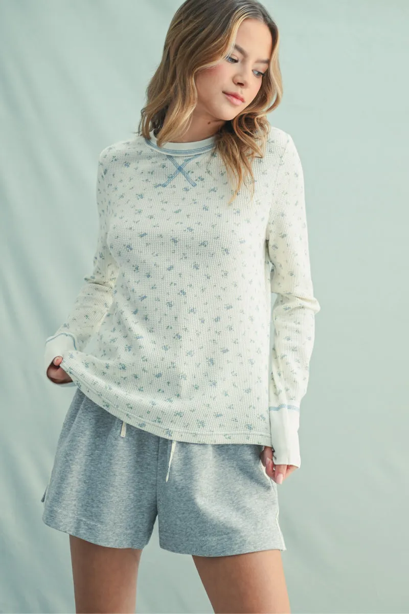 Ditsy Floral Waffle Thermal Top sold by Below the Belt