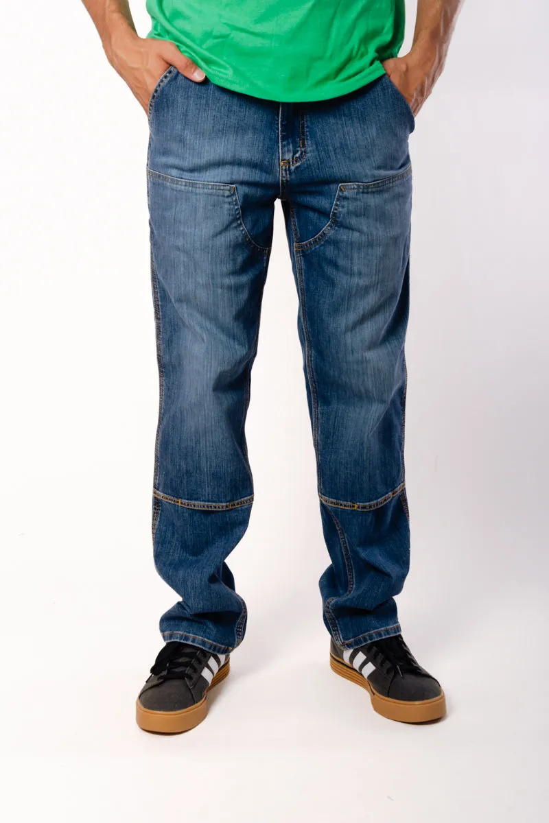 Relaxed Straight Double Denim Pants sold by Below the Belt