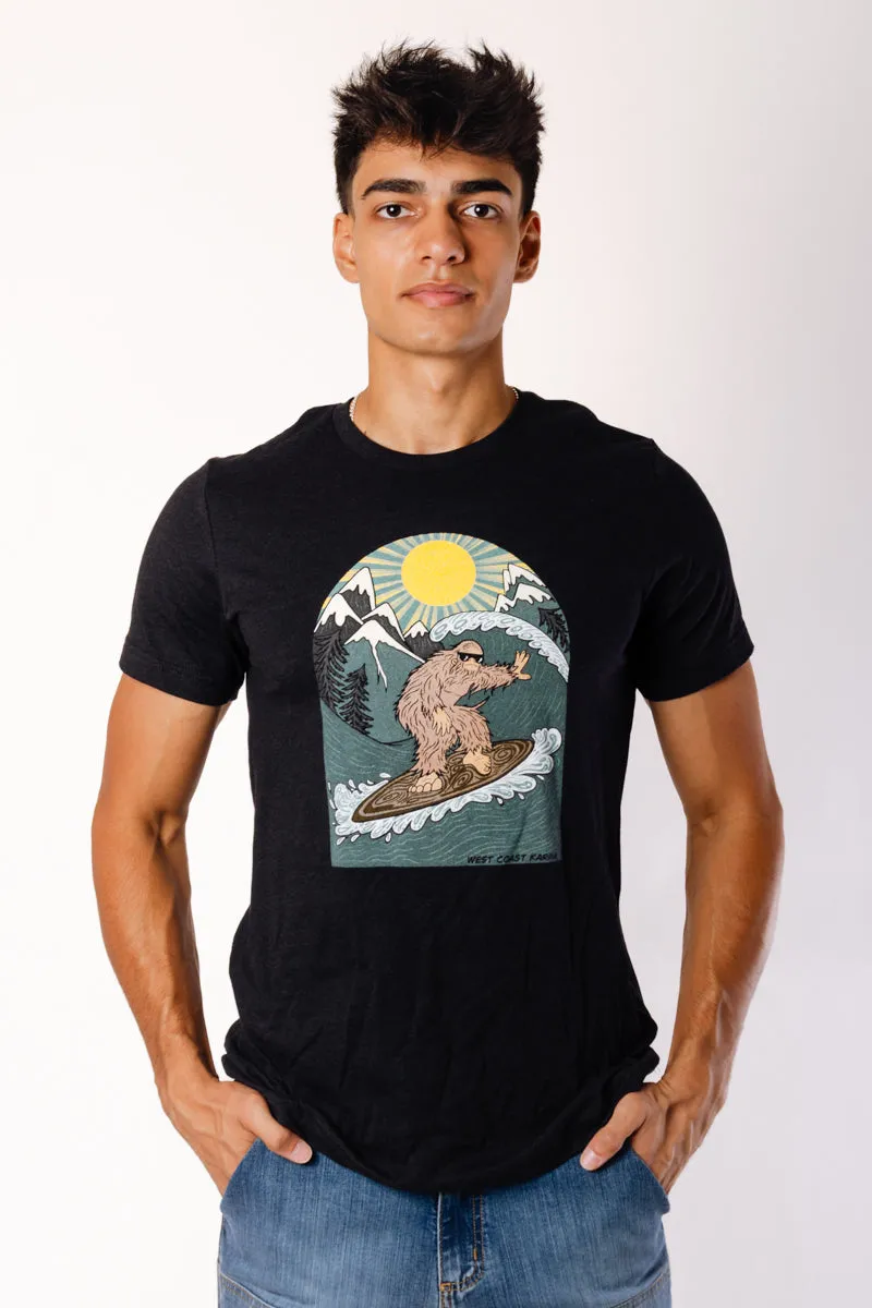 Surfing Sasquatch Tee sold by Below the Belt