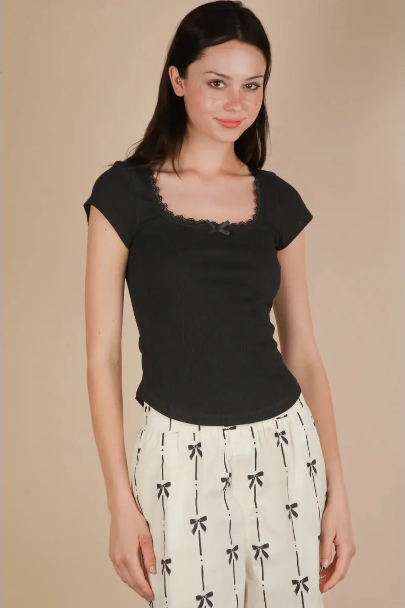 Lace & Bow Ribbed Top sold by Below the Belt product image thumbnail 3