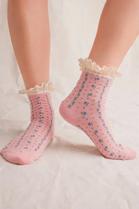 Lace Top Rose Socks sold by Below the Belt