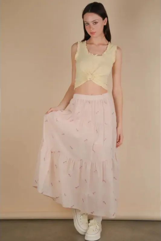 Embroidered Daisy Maxi Skirt sold by Below the Belt