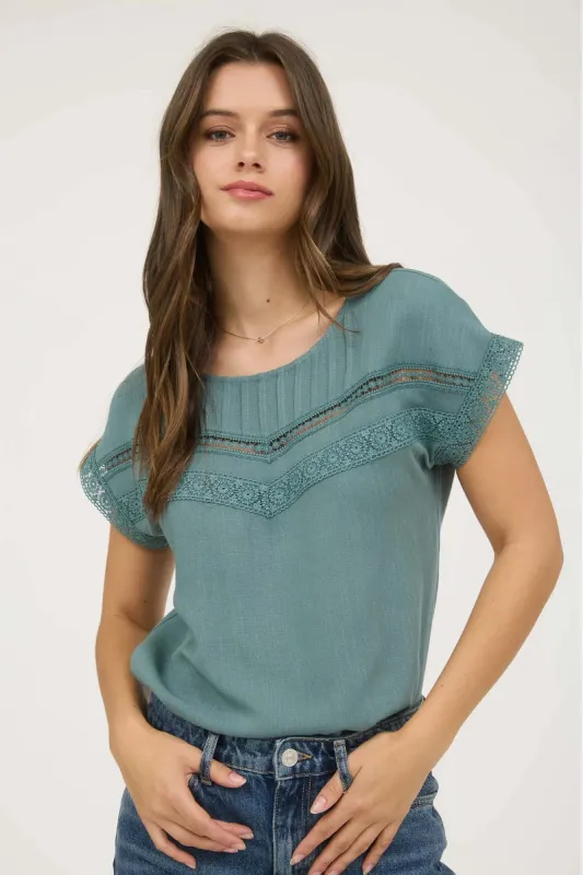 Summer Rewind Lace Trim Top sold by Below the Belt