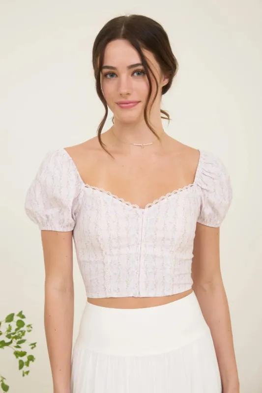 Floral Stripe Corset Crop Top sold by Below the Belt