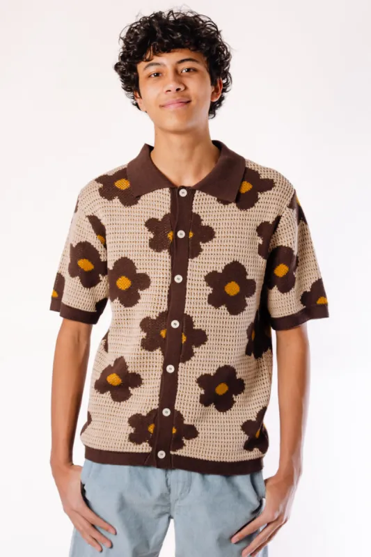 Floral Crochet Button Up Shirt made by Below the Belt