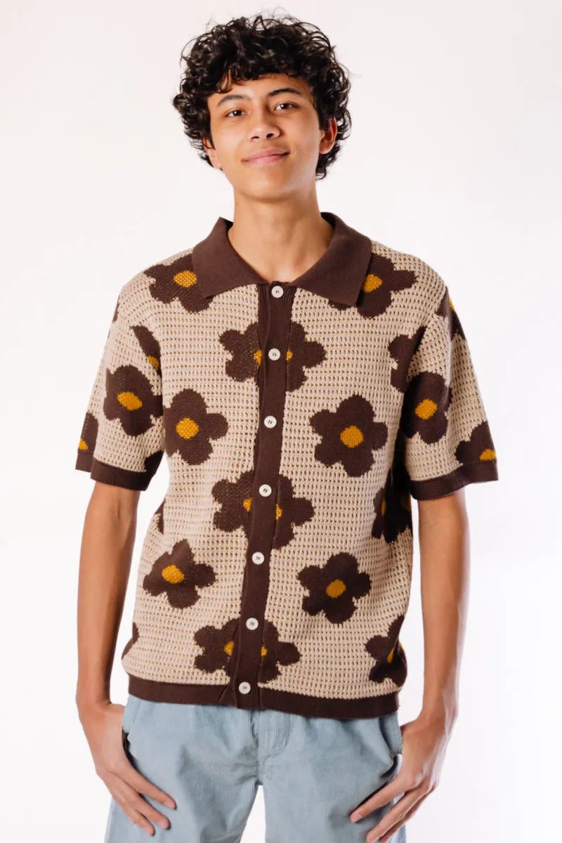 Floral Crochet Button Up Shirt sold by Below the Belt