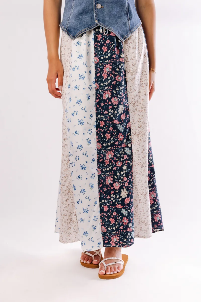 Floral Pieced Maxi Skirt sold by Below the Belt