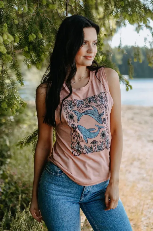 Cottage Core Whales Tank sold by Below the Belt