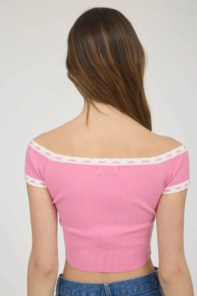 Off-Shoulder Knit Crop Top sold by Below the Belt product image thumbnail 2