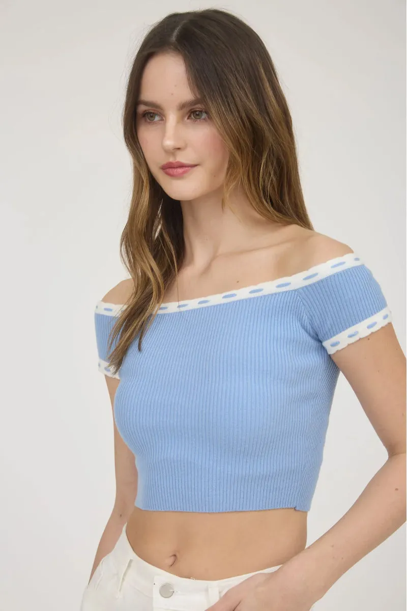 Off-Shoulder Knit Crop Top sold by Below the Belt product image thumbnail 3