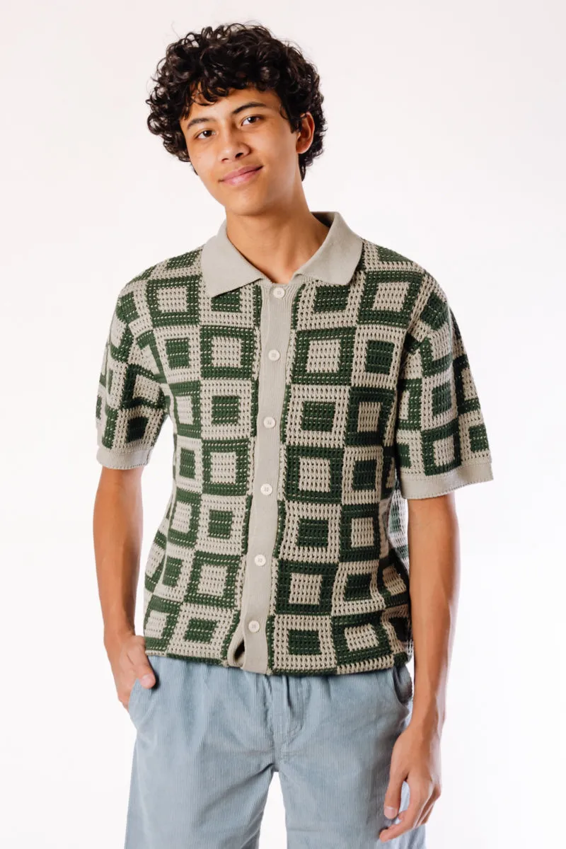 Square Crochet Button Up Shirt sold by Below the Belt