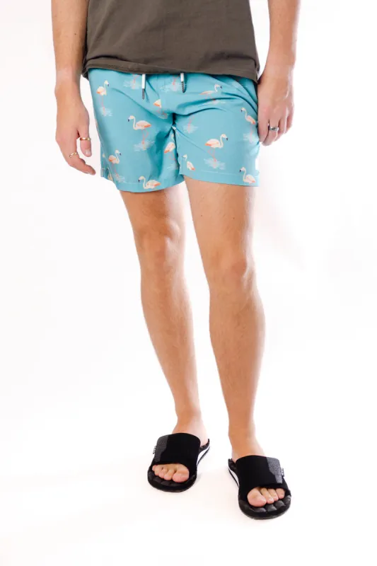 Flamingo Flock Swim Shorts sold by Below the Belt