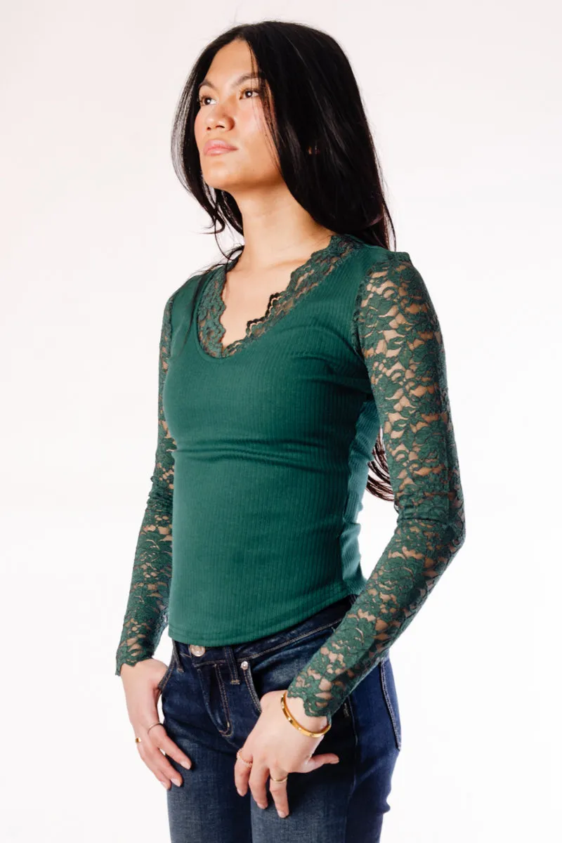 Lace Trim V-Neck Top sold by Below the Belt product image thumbnail 2