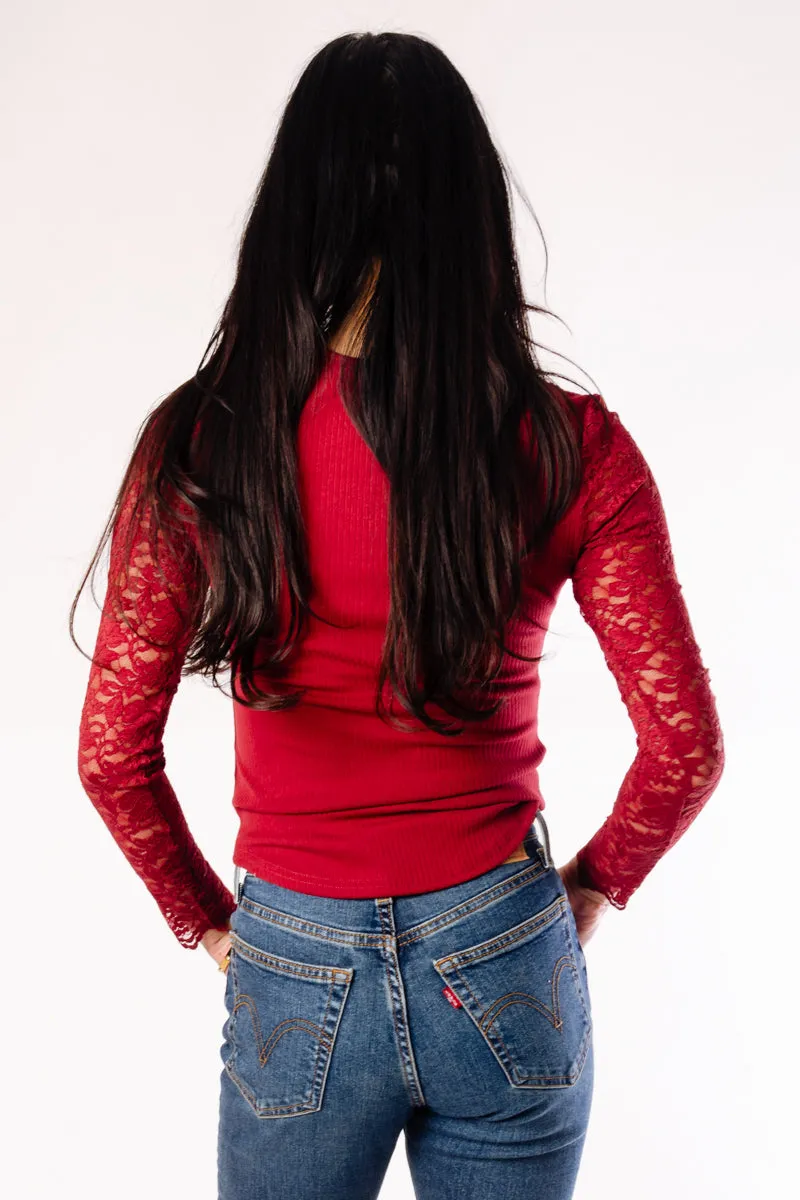 Lace Trim V-Neck Top sold by Below the Belt product image thumbnail 4