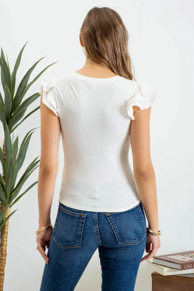 Flutter Sleeve Knit Top sold by Below the Belt product image thumbnail 2