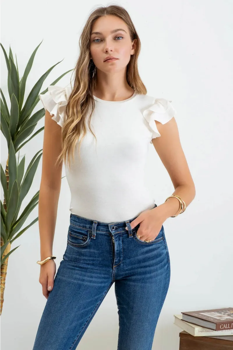 Flutter Sleeve Knit Top sold by Below the Belt