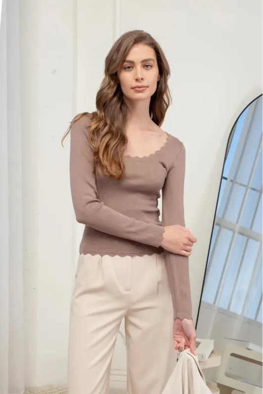 Scalloped Knit Sweater sold by Below the Belt