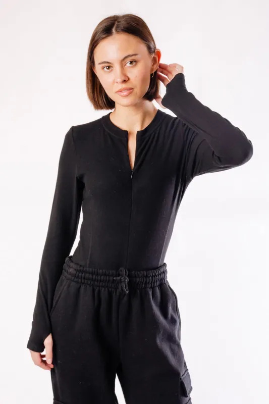 Peachy Rib Zip-Up Bodysuit sold by Below the Belt