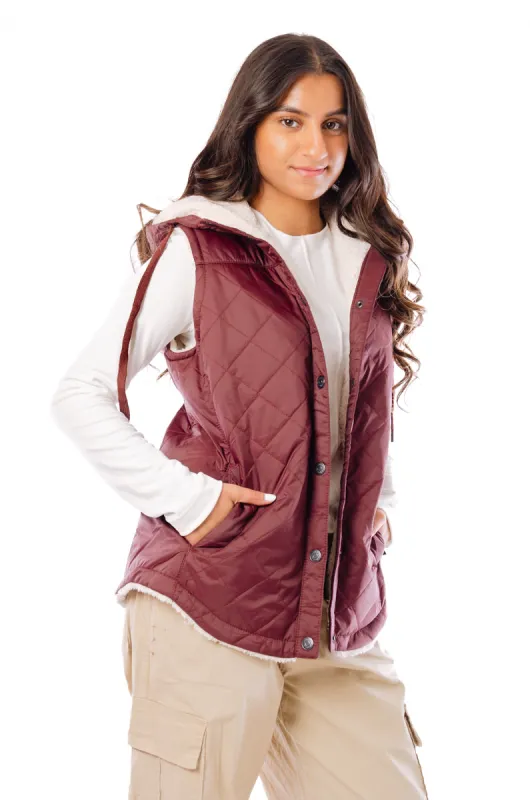 Quilted Sherpa Lined Vest sold by Below the Belt