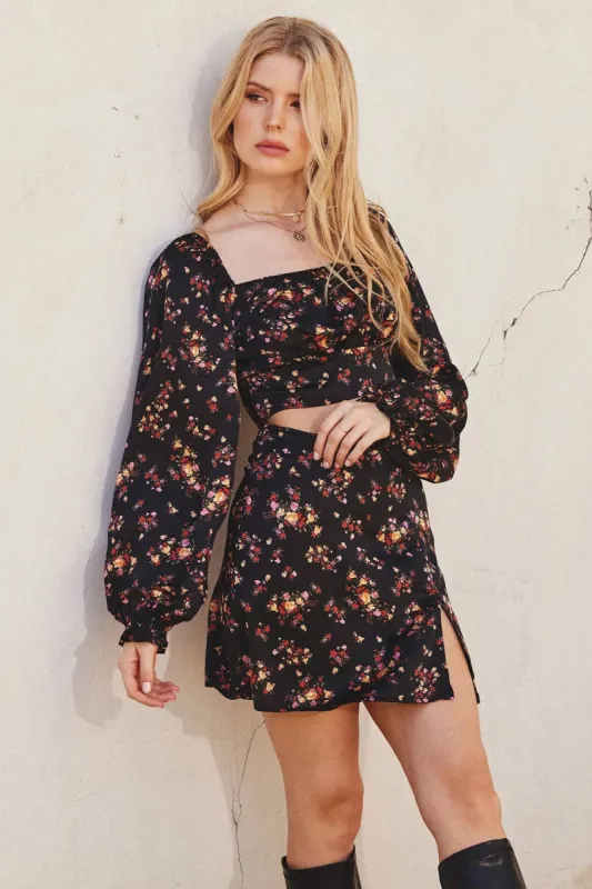 Dark Floral Crop Top sold by Below the Belt