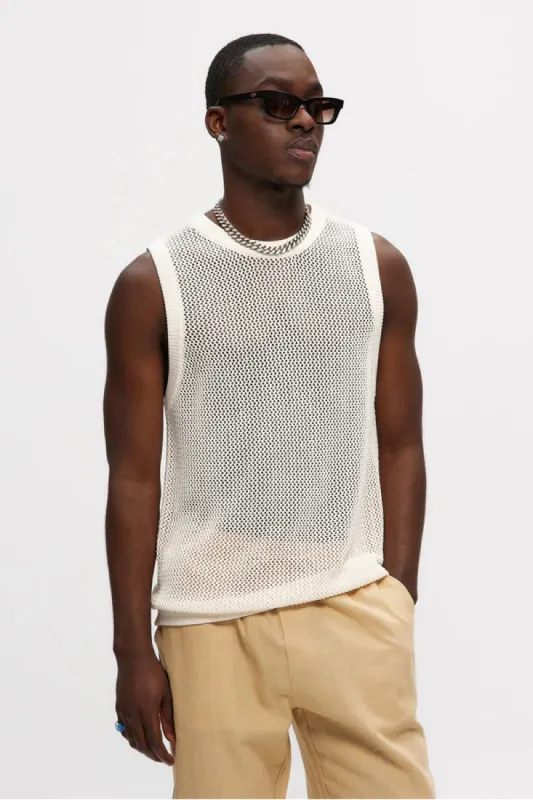 Mesh Knitted Tank Top made by Kuwallatee