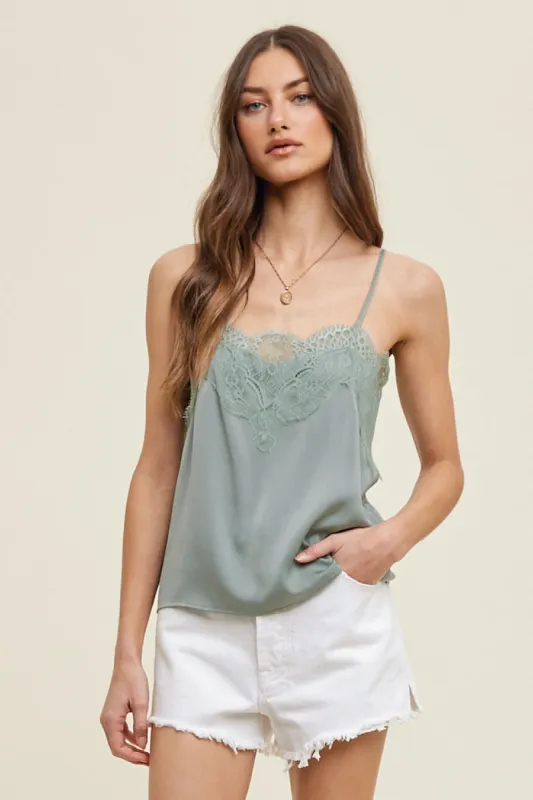 Satin Lace Tank sold by Below the Belt