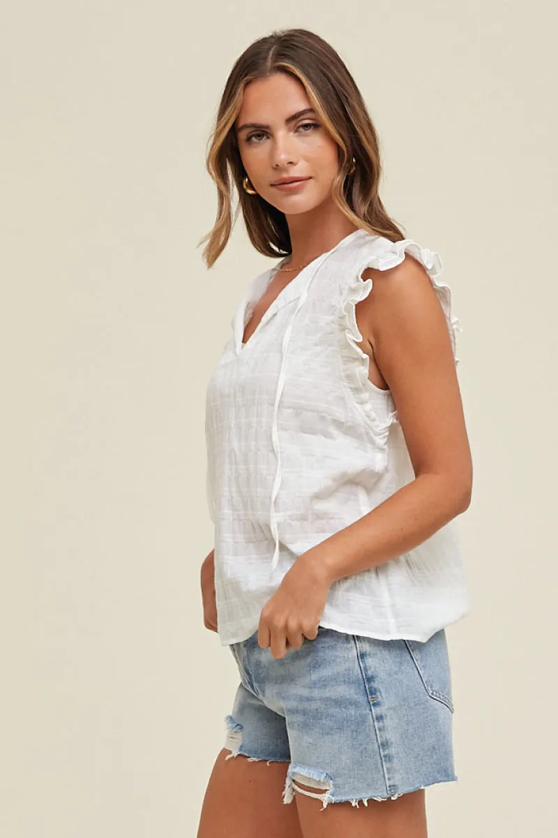 Textured Ruffle Sleeve Top sold by Below the Belt product image thumbnail 3