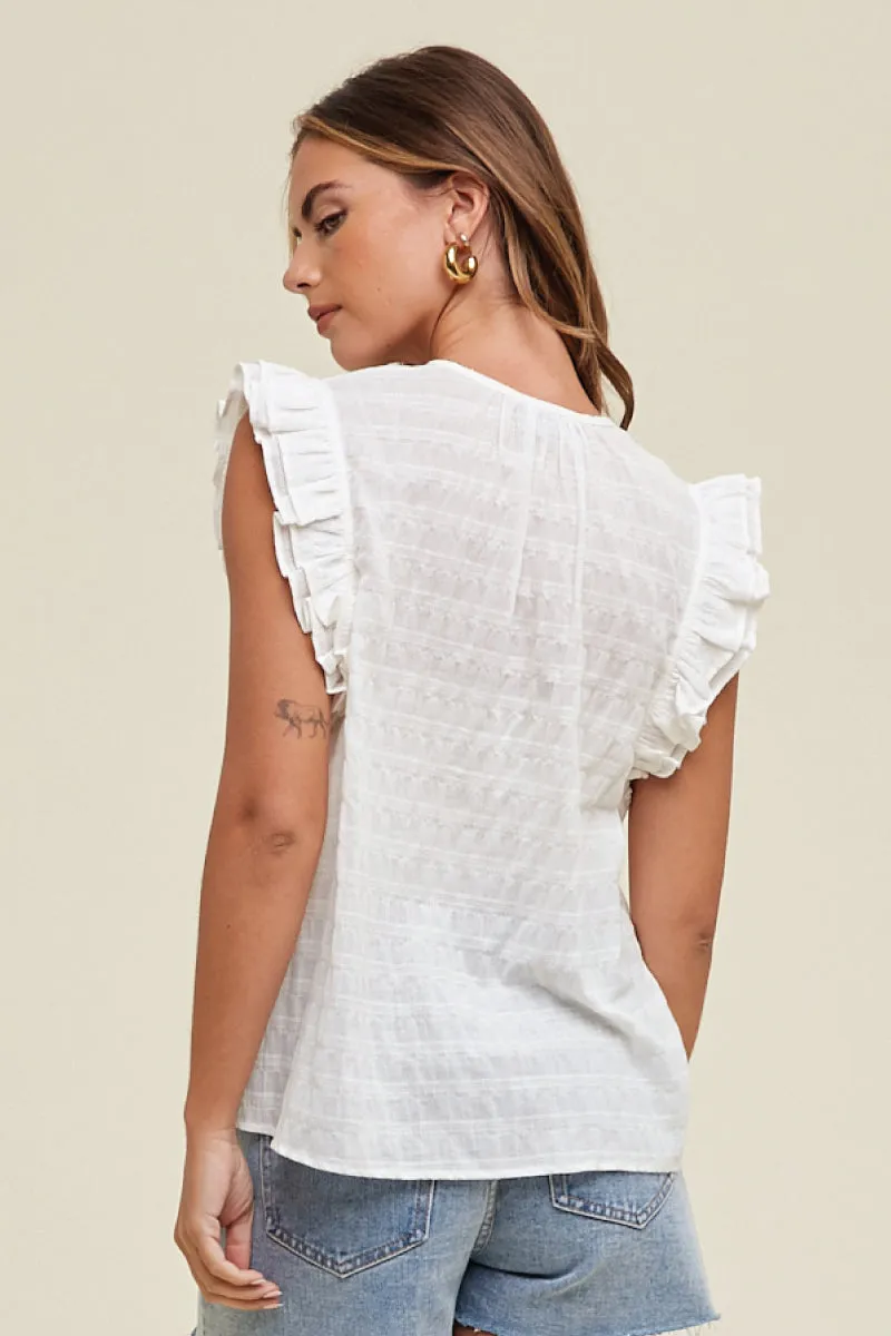 Textured Ruffle Sleeve Top sold by Below the Belt product image thumbnail 4