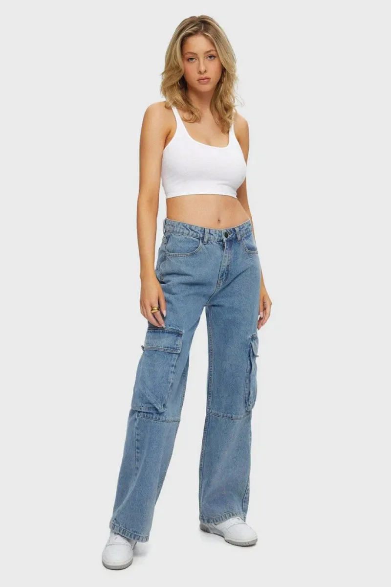 Low Rise Cargo Jeans sold by Below the Belt