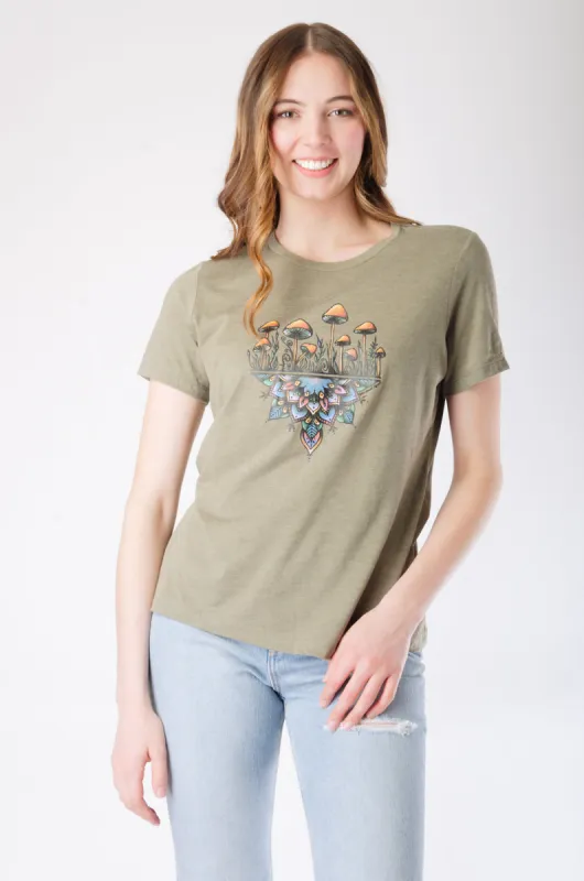 Colourful Mandala Mushroom Tee sold by Below the Belt