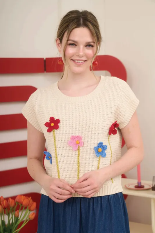 3D Flower Garden Knit Top sold by Below the Belt