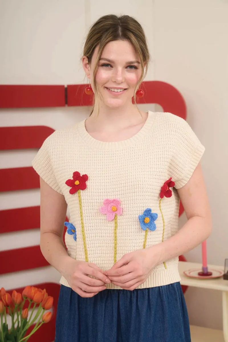 3D Flower Garden Knit Top sold by Below the Belt