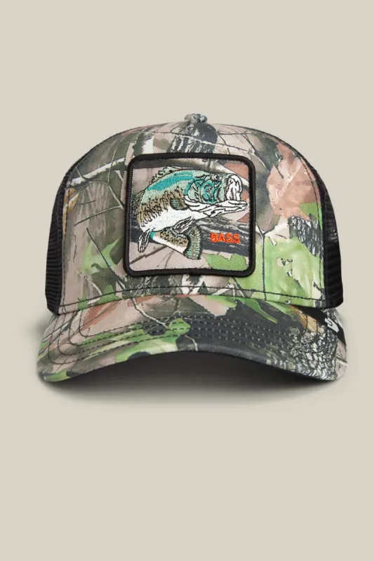 Unisex Camouflage Bass Trucker Hat made by Goorin Bros